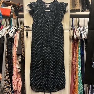 H & m polka dot dress w buttons and ruffles and tie waist sz 6